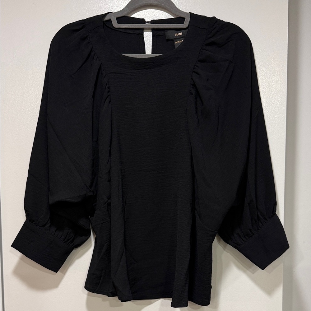 Elegant Black Puff Sleeve Blouse